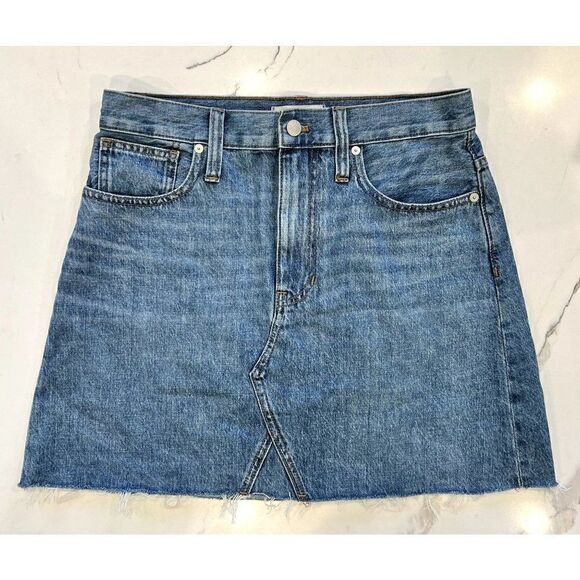 Madewell NEW Eco-Edition Rigid Denim A-Line Skirt in Lakeline Wash Size 28 - Picture 1 of 5